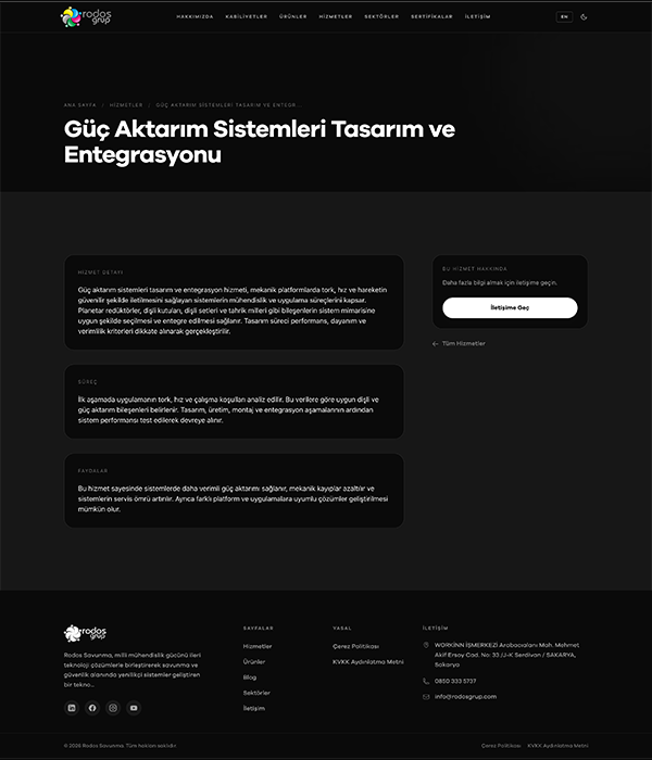 Savunma Sanayi - Hizmetler Detay dark