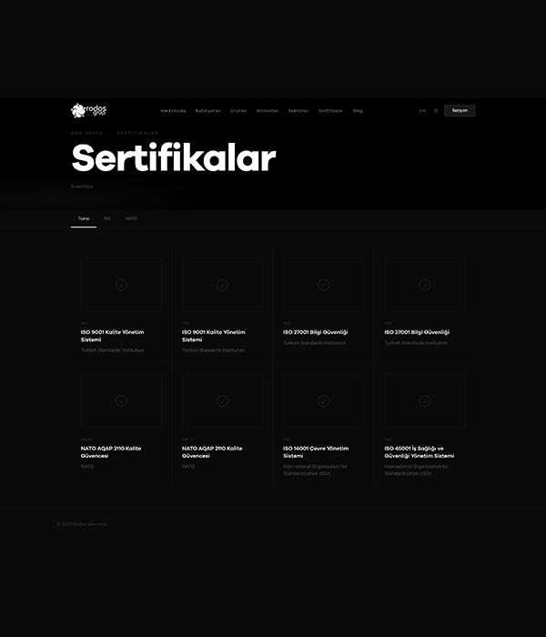 Savunma Sanayi - Sertifikalar dark