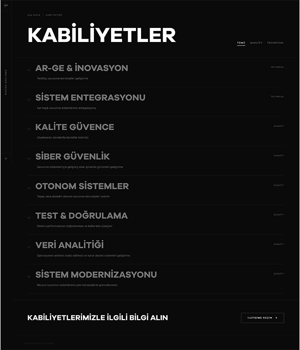 Savunma Sanayi - Kabiliyetler dark